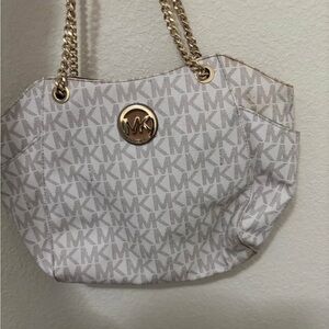 Michael Kors Cream and Gold Shoulder Bag